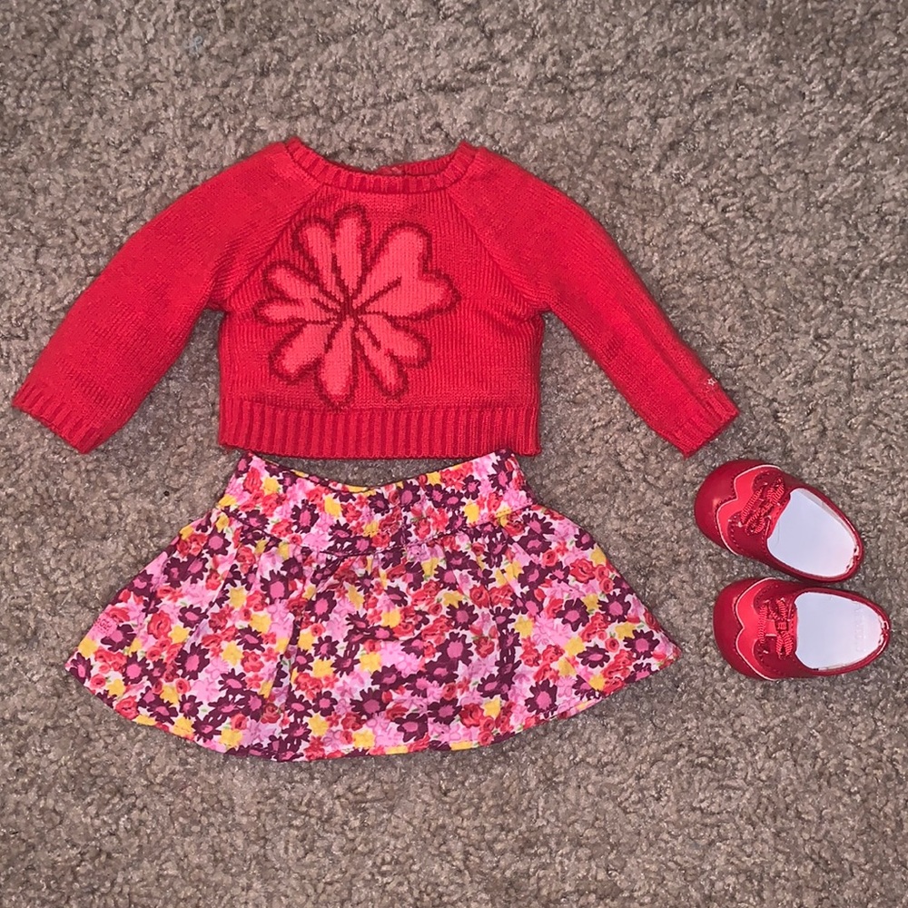 American Girl Flower Sweater and Skirt